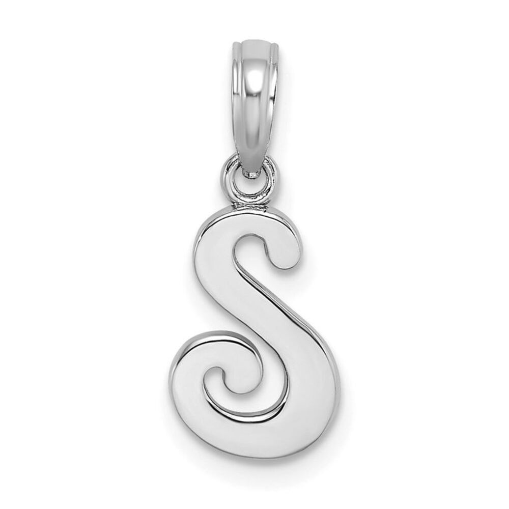 10k White Gold Polished S Script Initial Charm - image 1
